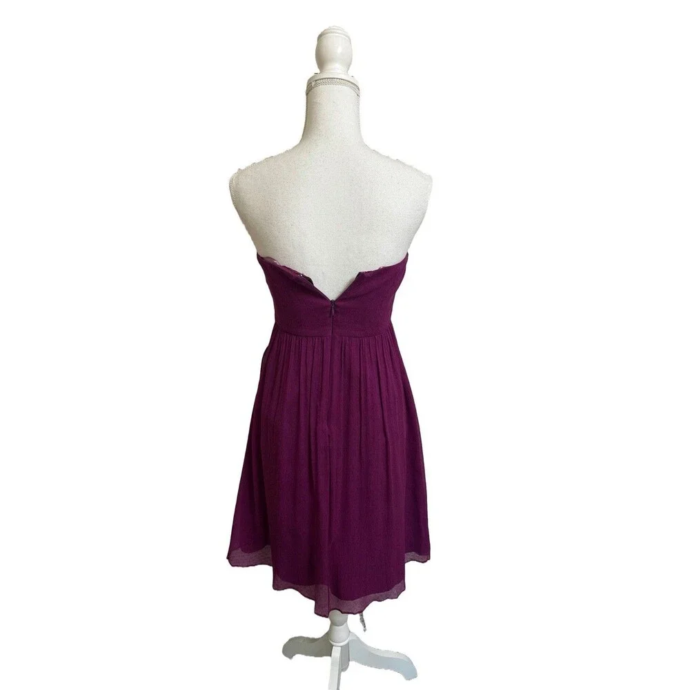 NWT J Crew Sz 4 Taryn Silk Chiffon Strapless Sweetheart Plum Mini Dress 22512
